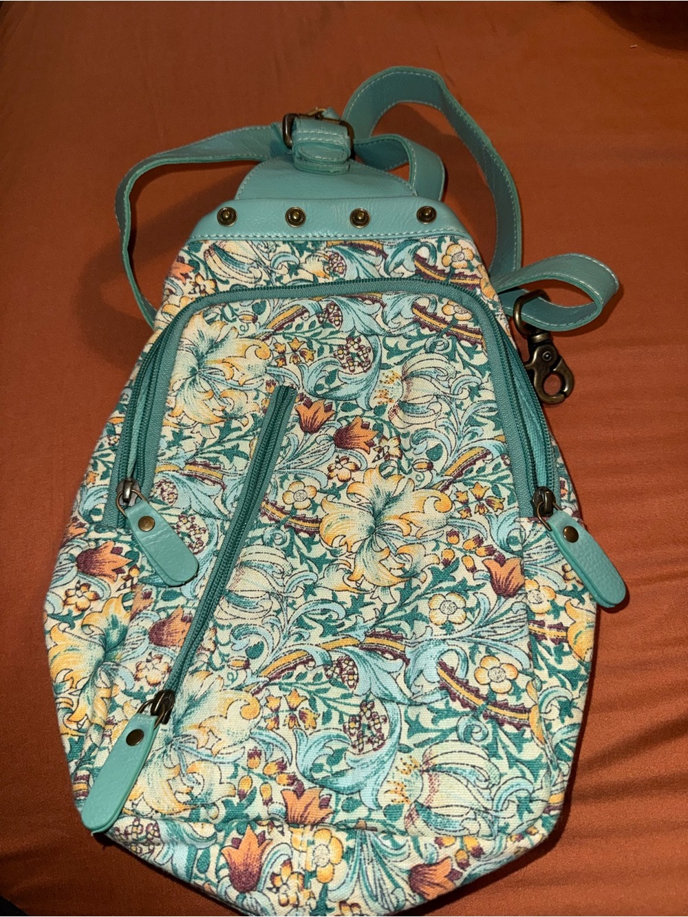 Myra Bag Teal Floral Print Women's Crossbody Sling Bag